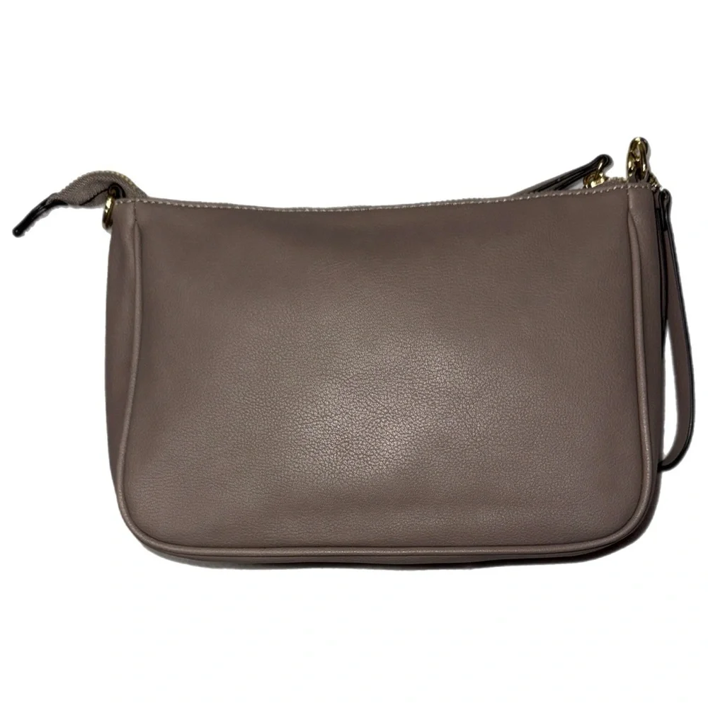 Nine West‎ - Taupe Faux Leather Wristlet Clutch - Minimalist Zip Pouch